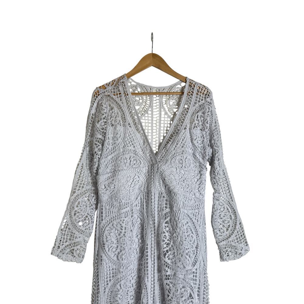 Venus Women's V-Neck Sheer Partially Lined Pullover Maxi Dress Size L White NWOT - Picture 2 of 6